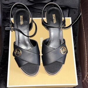 Michael Kors Black Leather Sandals